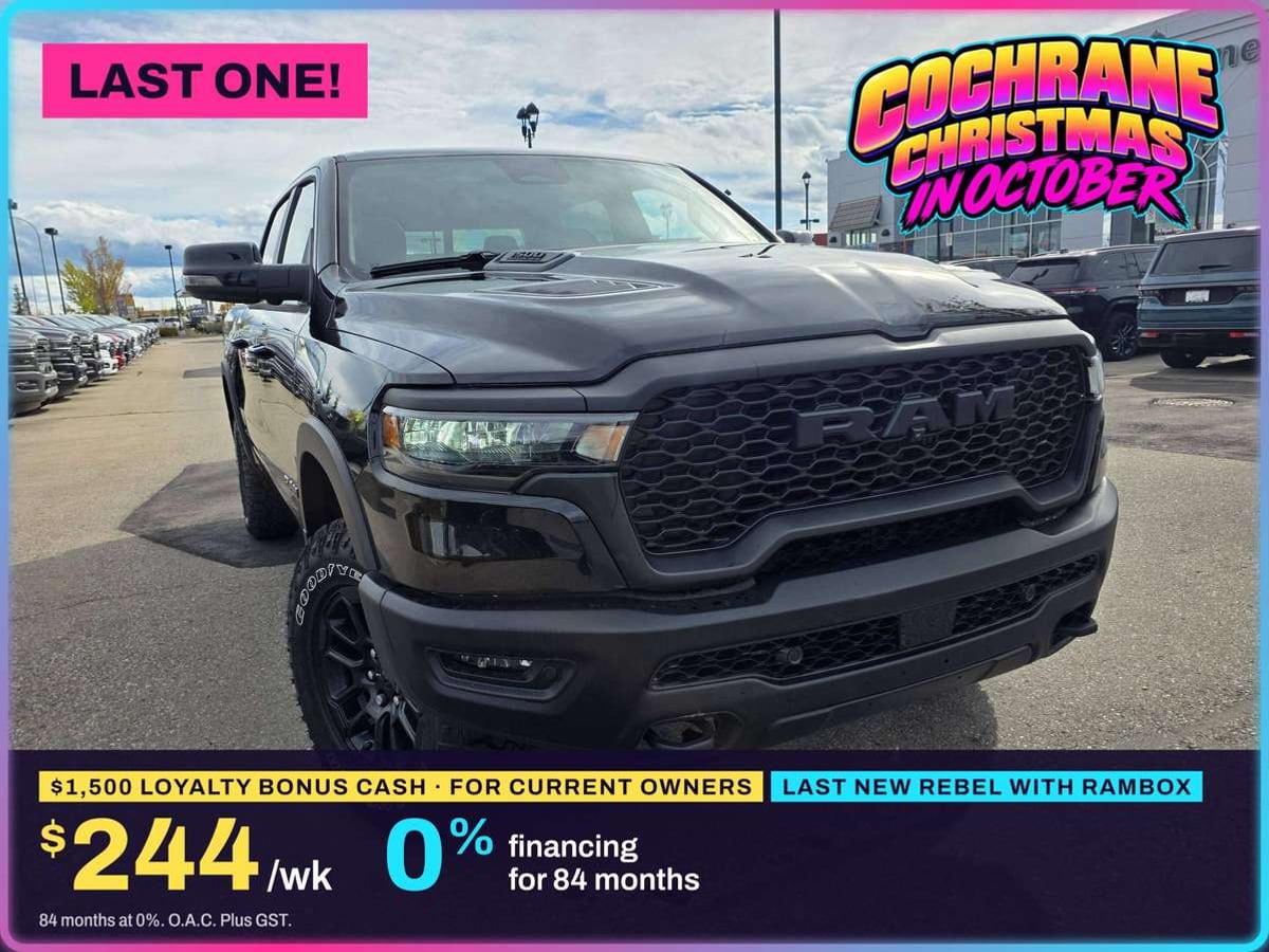 2026 Ram 1500 Rebel, stock 260297: 0% · 84 MO, LAST REBEL WITH RAMBOX, 10-YR / 160,000 KM